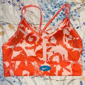 Nike Orange and White Patterned Sports Bra